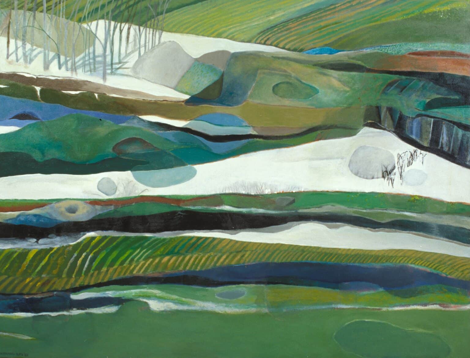 Ghitta Caiserman, Seasons of Life, 1982, oil on canvas. Firestone Collection of Canadian Art, the Ottawa Art Gallery. Donated to the City of Ottawa by the Ontario Heritage Foundation.
