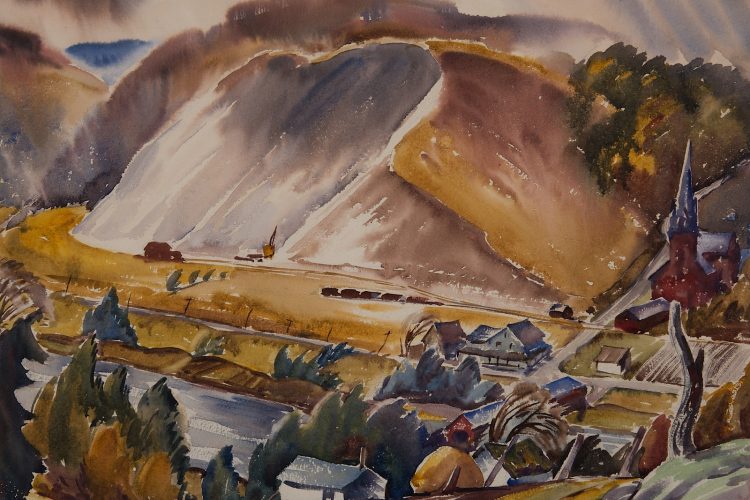 Wilfrid Flood, Storm Over Farrelton (Quebec) [Tempête au-dessus de Farrelton, Québec], 1938, aquarelle sur papier. Collection de la Galerie d'art d'Ottawa : don de Frances Flood, 2016.