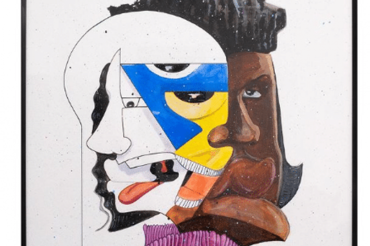 Yomi Orimoloye, Mad Man, 2023, acrylique, gouache, encre sur papier, 27,94 x 27,94 cm