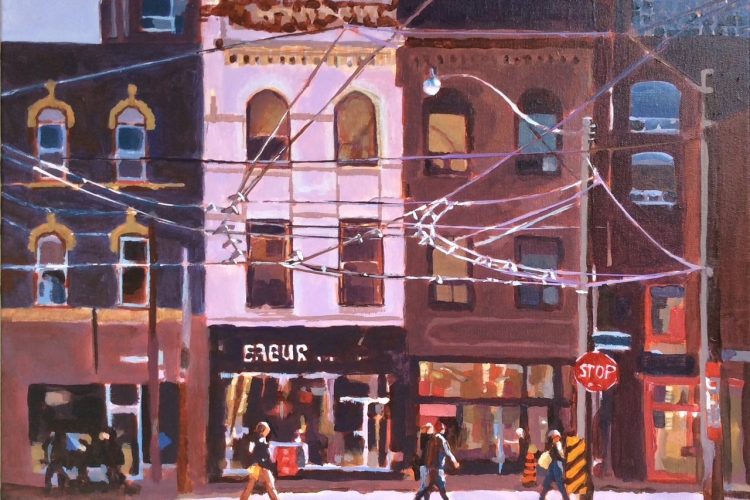 Barbara Ursel, Where the Streetcars Run, 2014, acrylique sur toile, 41 cm x 61 cm, 775 $