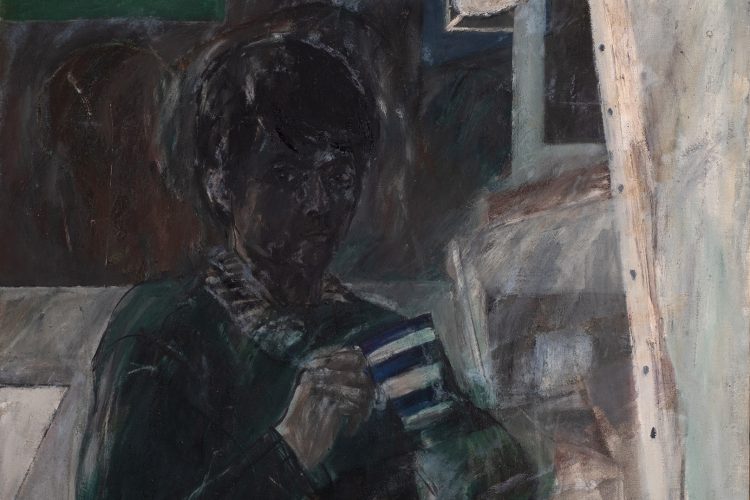 Norman Takeuchi, Self-Portrait – Memories (Study of Head) [Autoportrait — Souvenirs (Étude de tête)], 1963, Huile sur toile, 76,3 x 100 cm. Avec la permission de l'artiste. Photo: Justin Wonnacott.