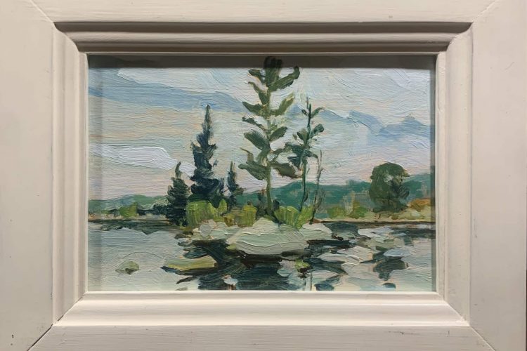 David Merritt, Lonely Outcrop, 2026, huile sur bois, 13 cm x 18 cm, 200 $