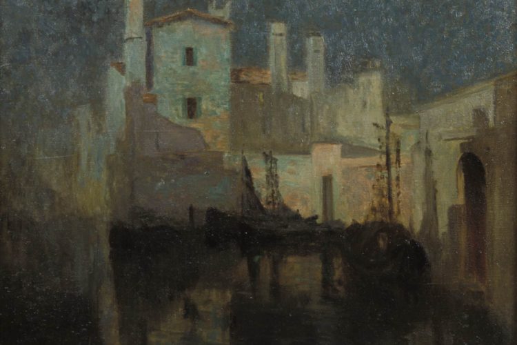 Maurice Cullen, Canal in Venice [Canal à Venise], 1896, huile sur toile. Collection Firestone d’art canadien, Galerie d’art d’Ottawa. Don de la Fondation du patrimoine ontarien à la Ville d’Ottawa.