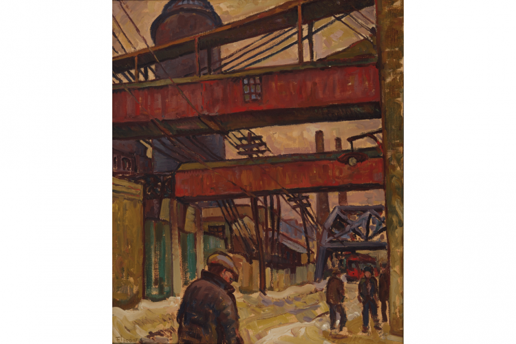 Wilfrid Flood, Approach to Hull (Ottawa-Hull) [En arrivant à Hull (Ottawa-Hull)], 1937, huile sur toile. Collection de la Galerie d'art d'Ottawa : don de Frances Flood, 2016.