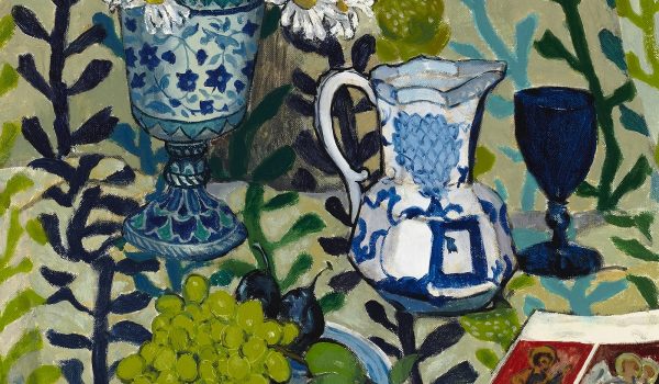 Frances-Anne Johnston, Arrangement in Blue and Green, n.d., oil on canvas board, 60.9 x 45.8 cm. Collection of The Robert McLaughlin Gallery, Gift of Richardson Greenshields of Canada Ltd., 1984, 1984JF88. Photo: Lesli Michaelis. Reproduced courtesy of the Estate.