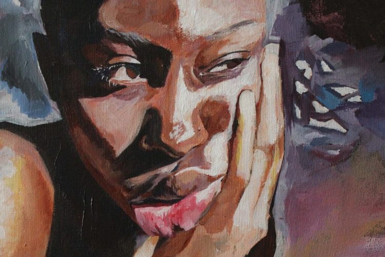 Sandra Dusabe,
Hustle, Grind, 2022, 16x20"
Acrylic on canvas