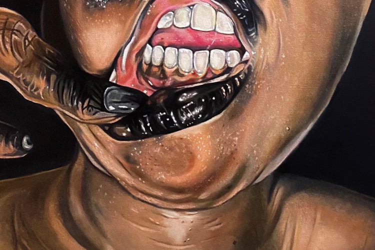 Jemimah Lorissaint, Imperfectum II, 2021, oil on canvas, 20 x 20 inches