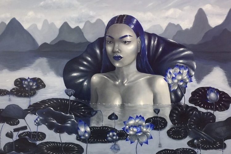 Martin Vuong, Porcelain Skin, 2018, oil on canvas, 91.44 x 121.92 cm.
