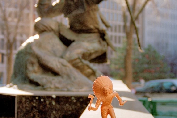 Jeff Thomas, Ottawa, Ontario, “War Dancer, Hunter Statue, Queen Street,” 2000. 45.4223,-75.696717, n.d. pigment print on archival paper. Courtesy of the artist.