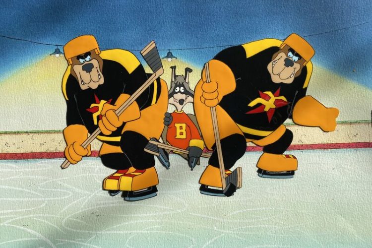 The Raccoons on Ice, 1981, hand-painted animation cel, courtesy of Kevin Gillis © 1981 Evergreen Raccoons Marketing Inc. All rights reserved.