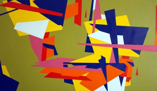 Roger Sutcliffe, Gyrating Planes X, 2019, acrylic on gallery canvas, 101.6 x 152.4 cm