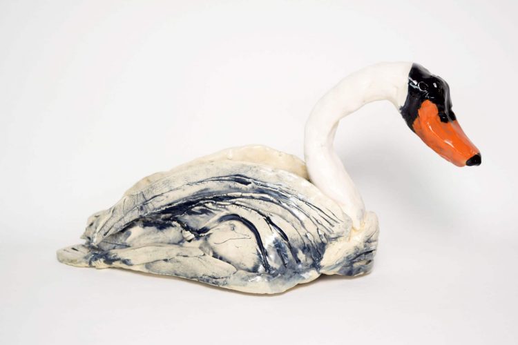 Yolanda Robertson, The Swan, 2022, clay. Courtesy of the artist
Photo Credit: Andréa Fabricius