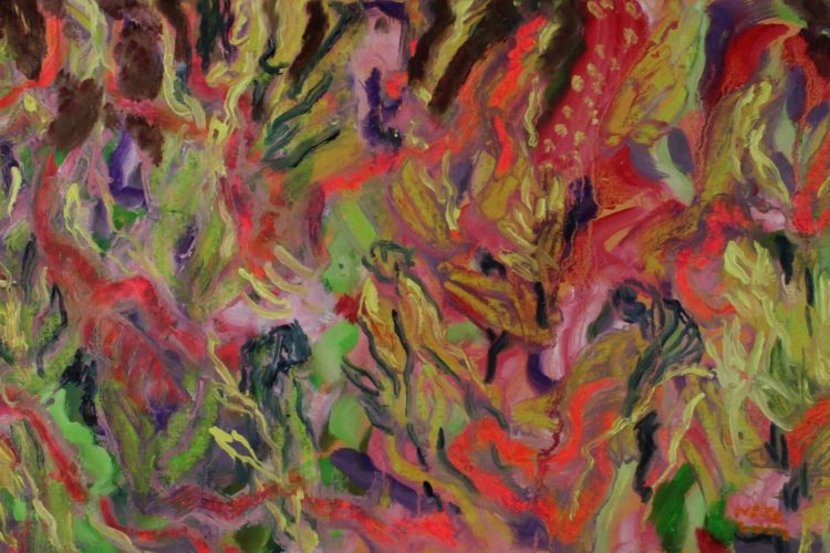 Tavi Weisz, Desire to Remember, huile, bâtons à l’huile et fusain sur panneau, 46 cm x 25 cm, 900 $